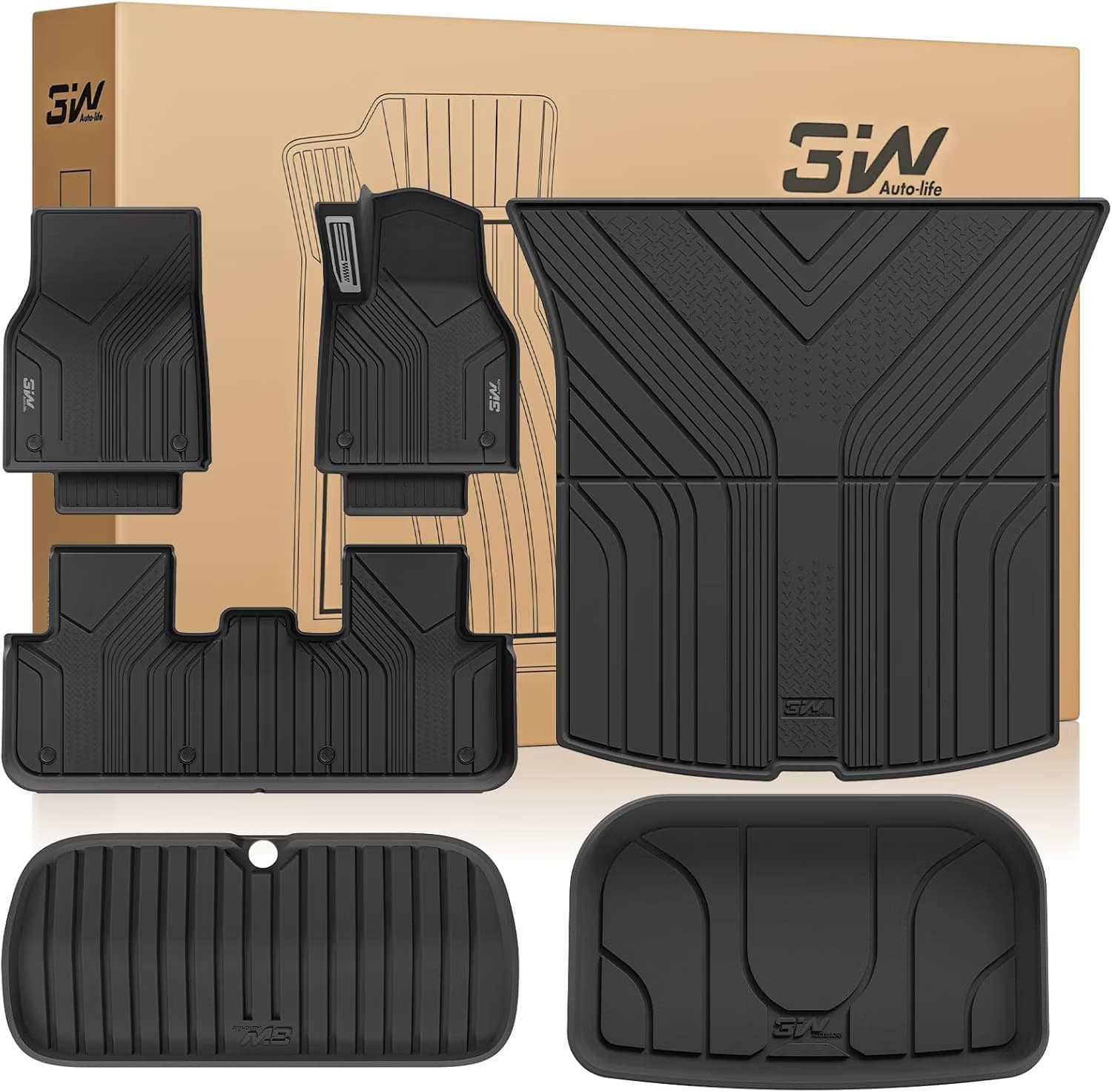 3W all-weather Tesla floor and storage mat set