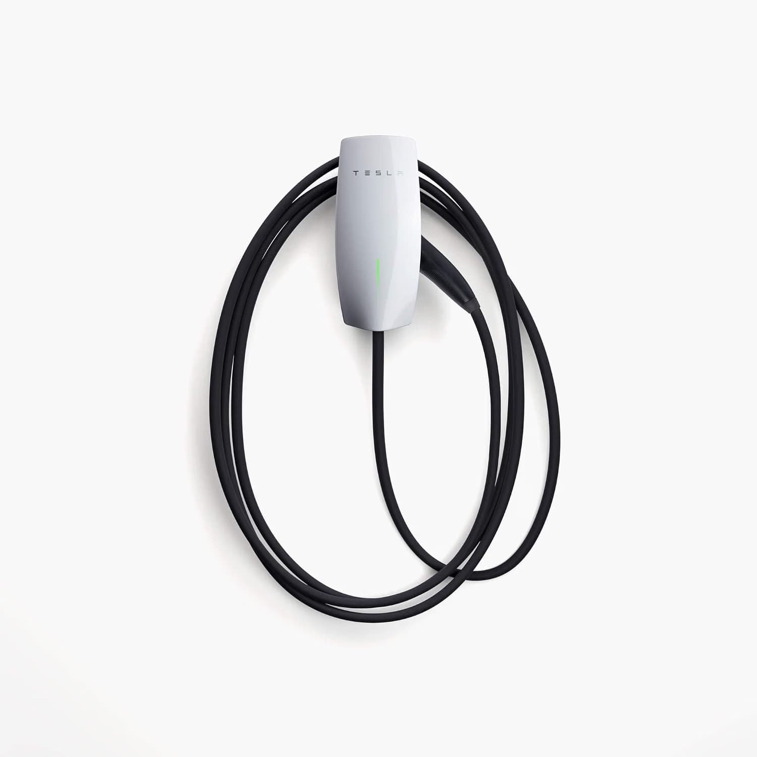 Tesla Wall Connector and attached charging cable