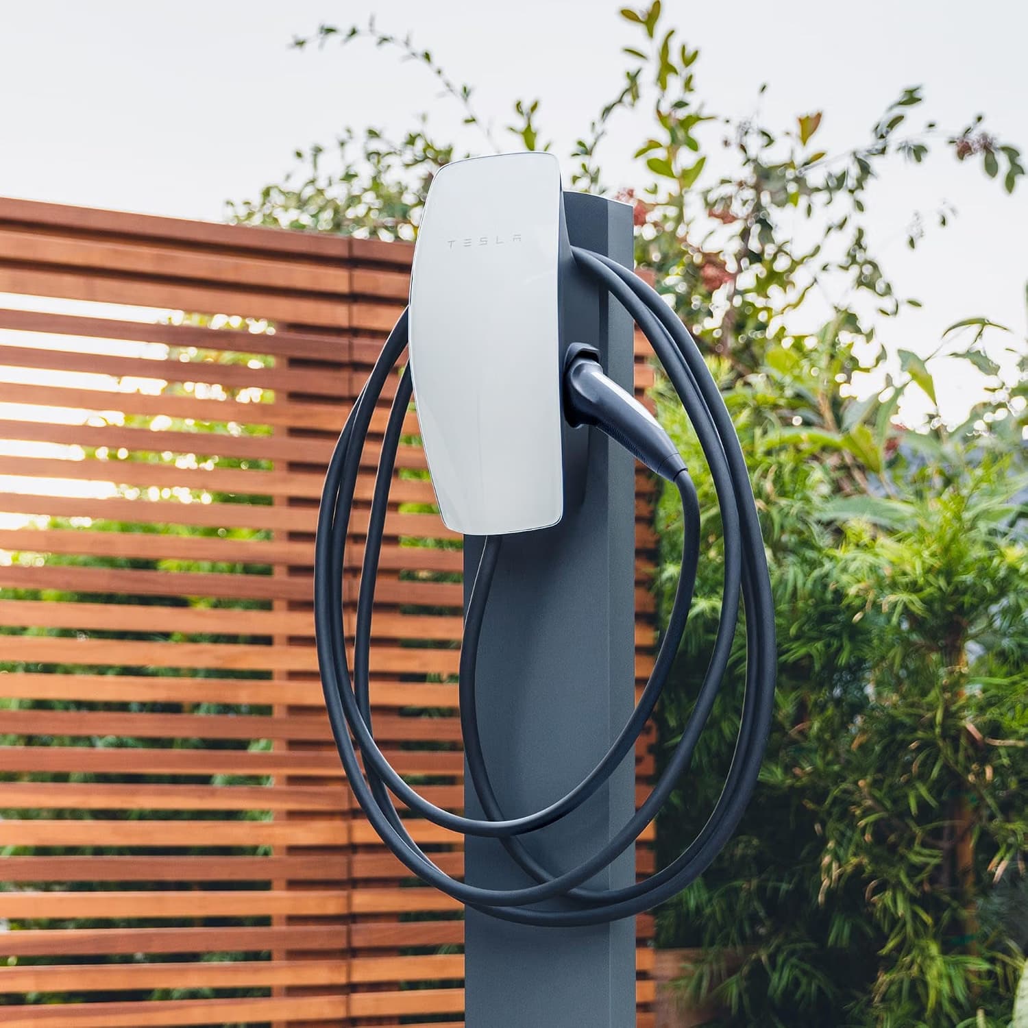 Tesla Wall Connector installed outdoors